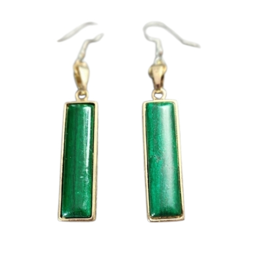 💥4 For $20💥Green and Gold Tone Drop Earrings